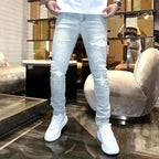 PENDRA Heavy Industry Holes Versatile Slim Distressed Ripped Denim Pants