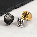 German Federal Eagle Signet Ring for Men,Stainless Steel Square Statement Ring,National Symbol Jewelry