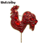PENDRA Crystal Red Cock Brooch