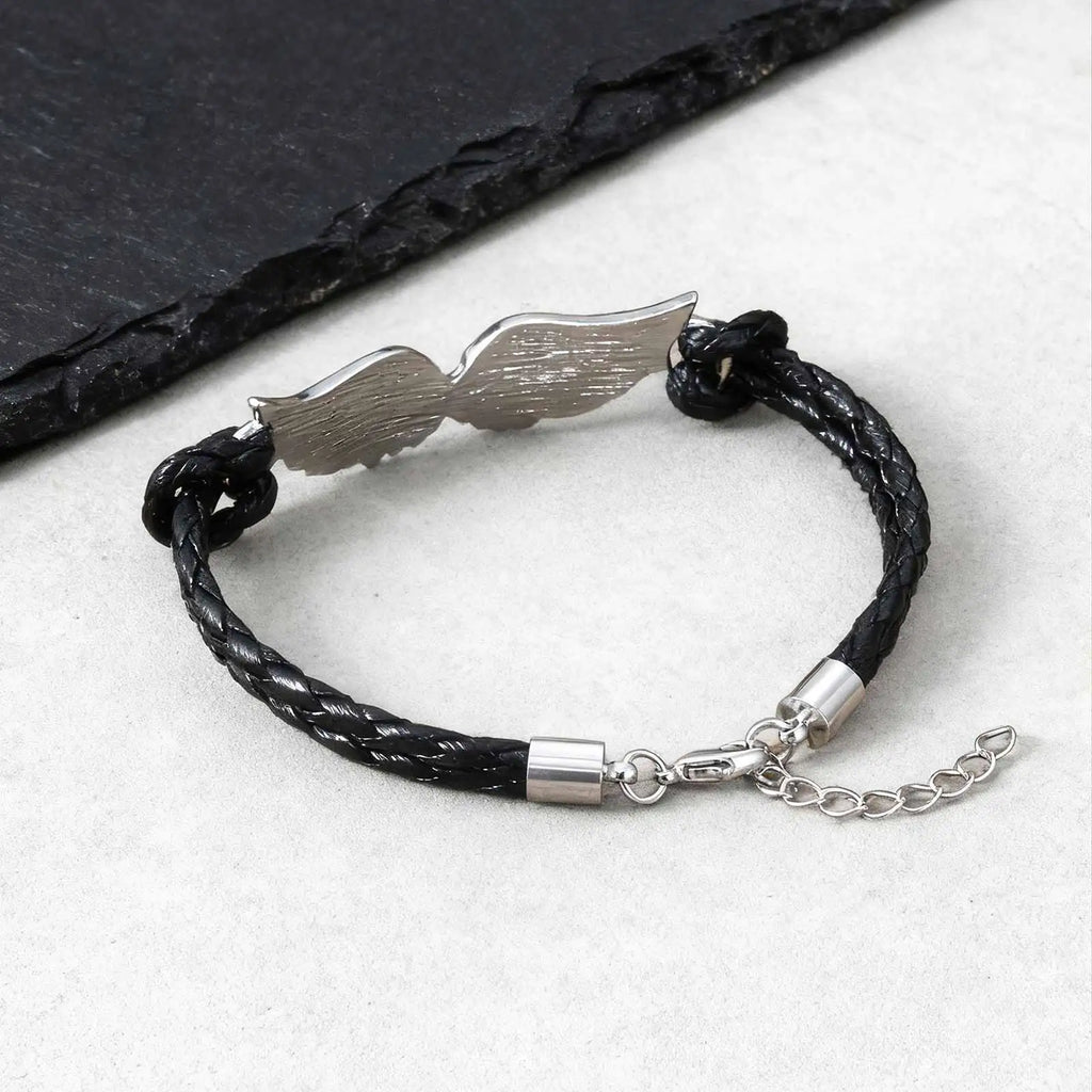 Angel Wings Bracelets for Men Boys,Black Rope Adjustable Wristband,Personality Exquisite Jewelry Gift