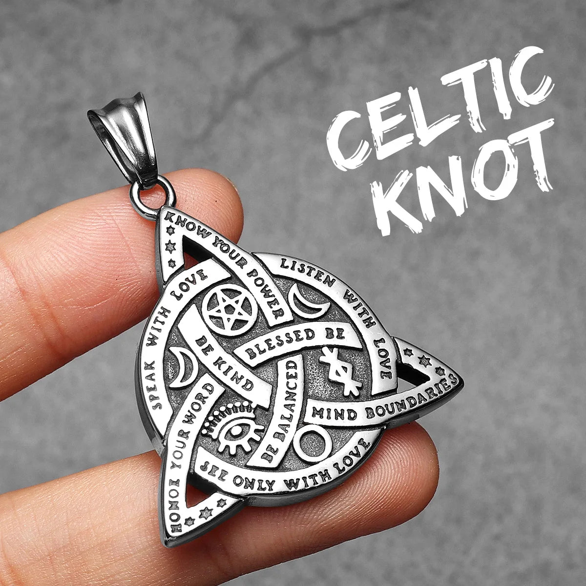 Simple Celtic Knot Amulets Men Necklaces Stainless Steel Pendant Chain Women Punk Fashion Jewelry Accessories Gifts Wholesale