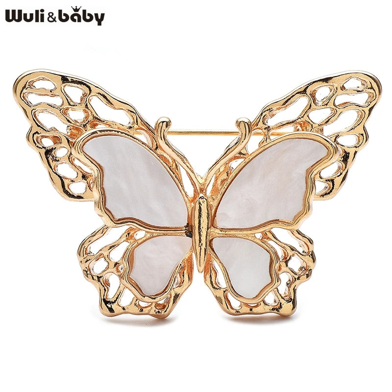 PENDRA Classical White Butterfly Brooch