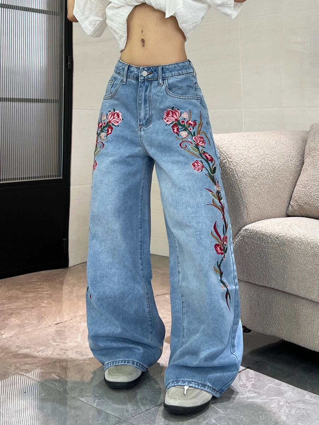 PENDRA American Colorful Floral Jeans