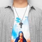 PENDRA Dragon Circling Cross Steel Necklace