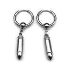 Hiphop Bullet Punk Rock Ear Clip For Men Women Stainless Steel Silver Color Party Hottie Hoop Dangle Earrings Male Jewelry