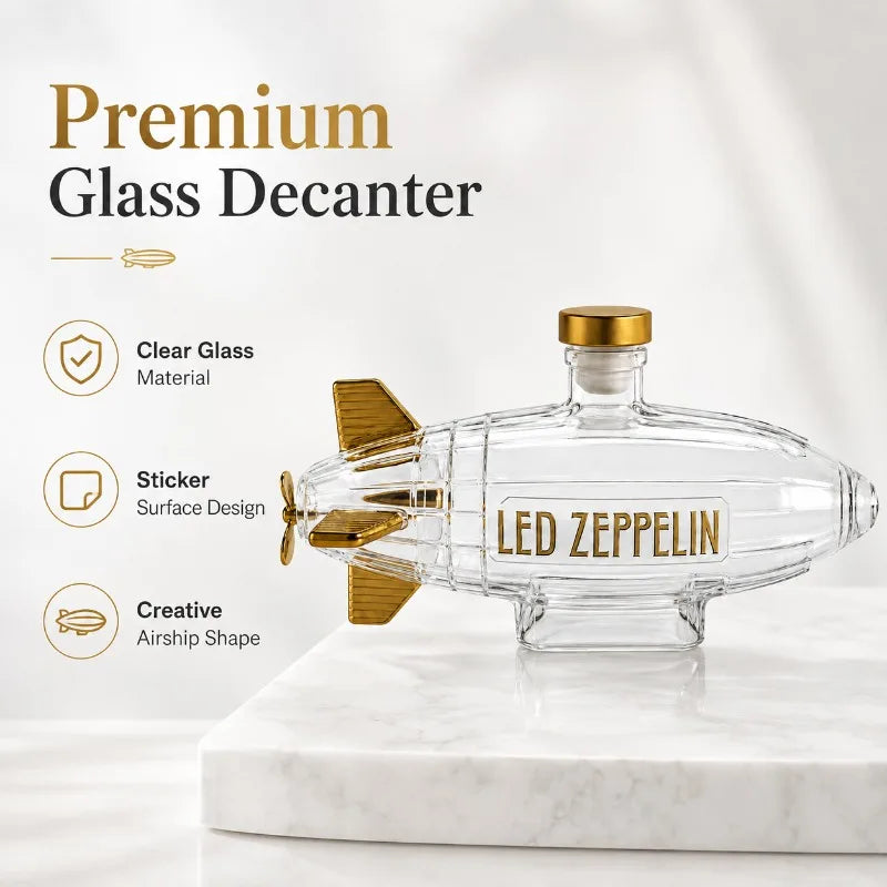 Led Zeppelin Airship Glass Decanter Creative Whiskey Bottle Rock Band Inspired Home Bar Ornament Collector Gift