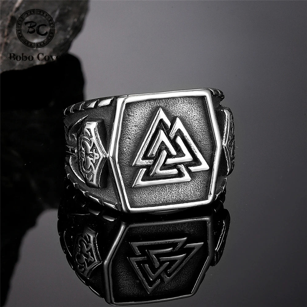 PENDRA Rune Vintage Steel Ring