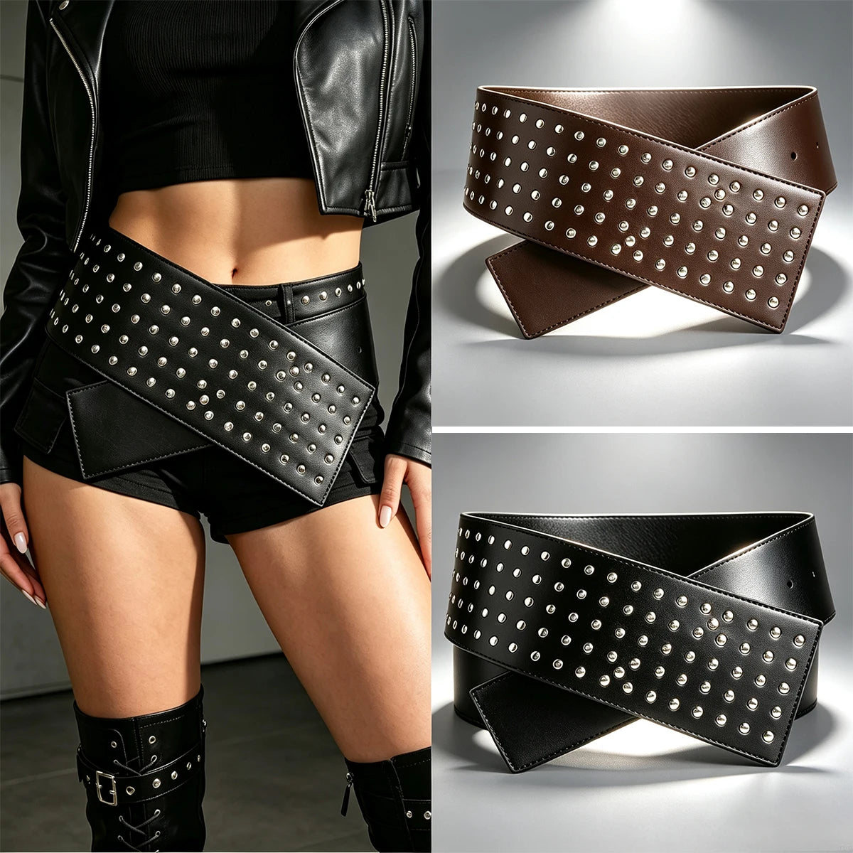 PENDRA Irisellea Leather Rope Punk Belt