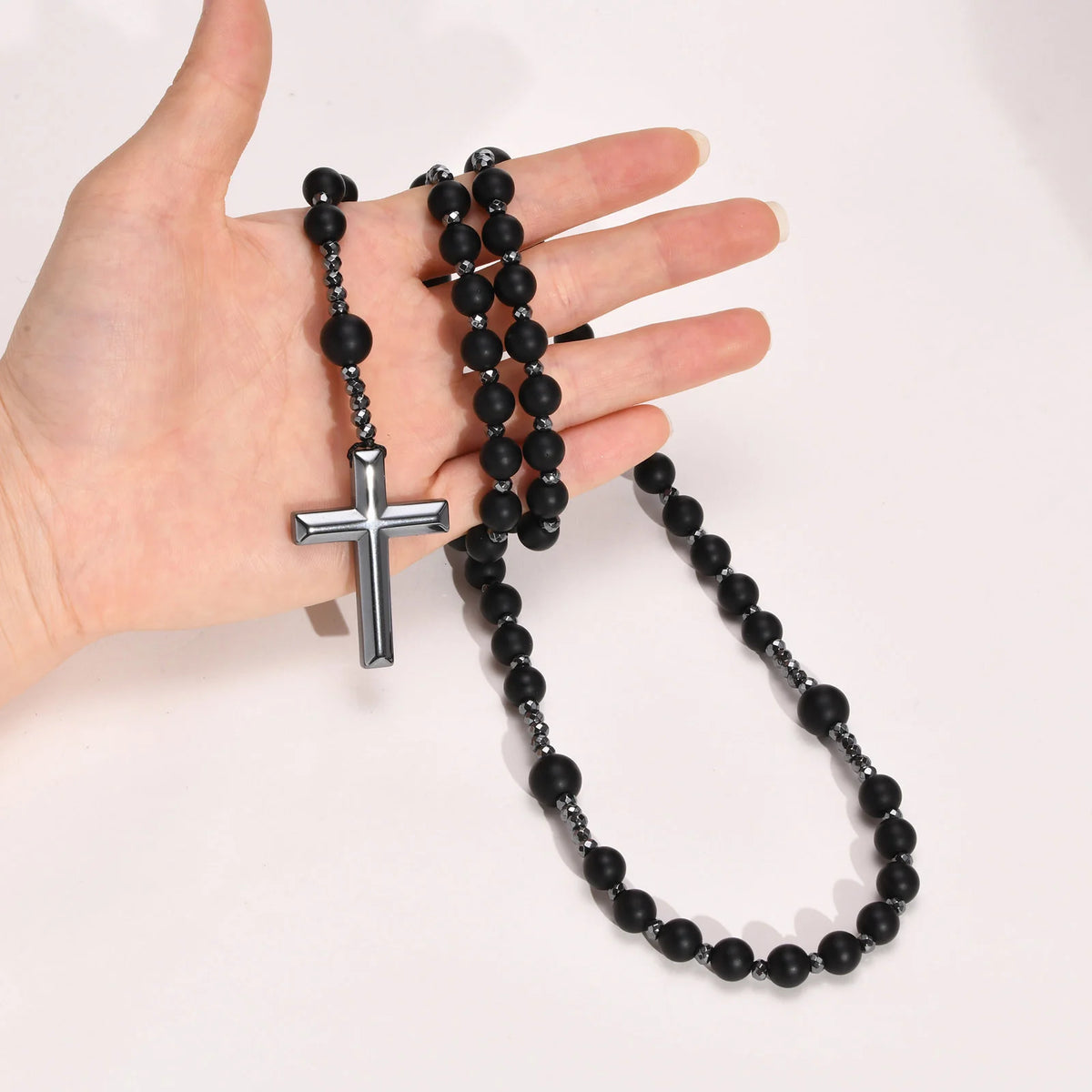 PENDRA Cross Beaded Rosary Necklace