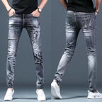 PENDRA Denim Cotton Printed Trousers