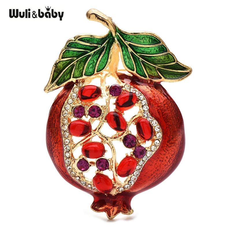 PENDRA Pomella Red Enamel Pomegranate Brooch