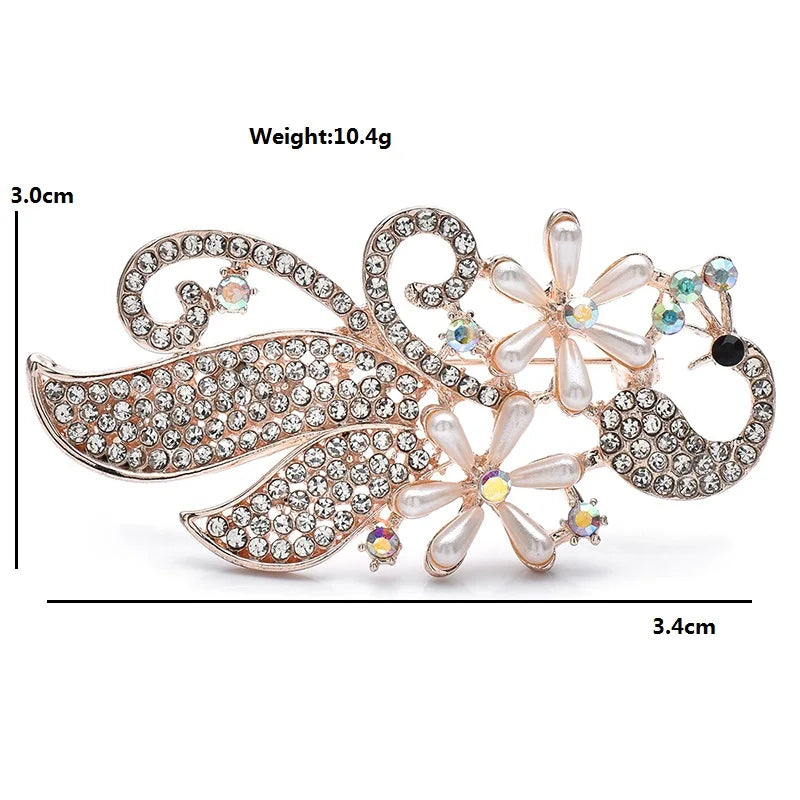 PENDRA Peacora Pearl Peacock Brooch