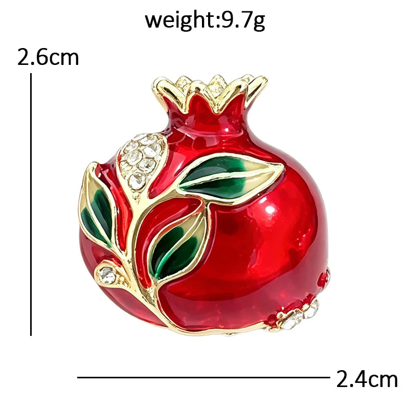 PENDRA Pomella Cute Enamel Pomegranate Brooch