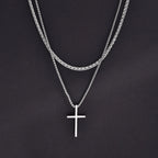 Trendy Cross Necklace for Men Boys,Simple Stainless Steel Cross Pendant Necklaces,Male Jewelry Sets