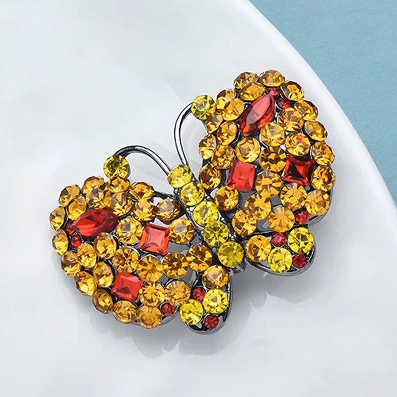 Wuli&baby Sparkling Butterfly Brooches For Women Unisex 2-color Lovely Rhinestone Insects Office Party Brooch Pins Gifts