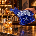Blue Wolf Glass Decanter Animal Shaped Whiskey Liquor Bottle Creative Spirits Container Home Bar Decor Collectible Gift