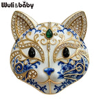 PENDRA Selene Enamel Rhinestone Cat Brooch