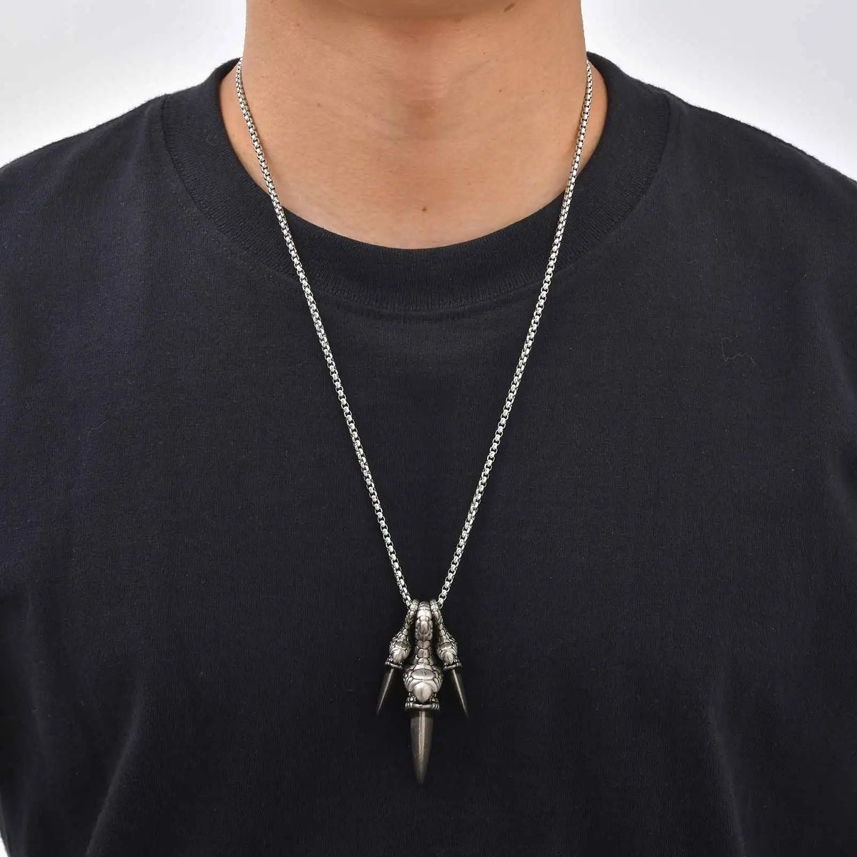 Rock Punk Dragon Claw Necklace for Men Boys,Vintage Claw Long Pendant Necklace,Trendy Jewelry Gift