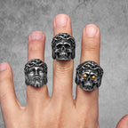 Religion Jesus Skull Stainless Steel Womens Mens Rings Punk Vintage Amulet for Boyfriend Biker Jewelry Creativity Gift Wholesale