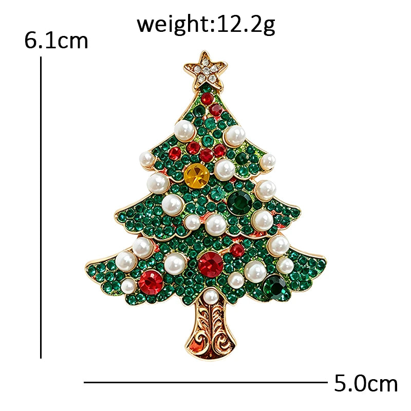 PENDRA Noelina Pearl Rhinestone Christmas Tree Brooch