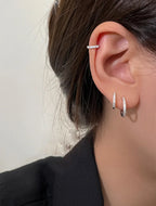 PENDRA Diamond Studded Hoop Sterling Earrings