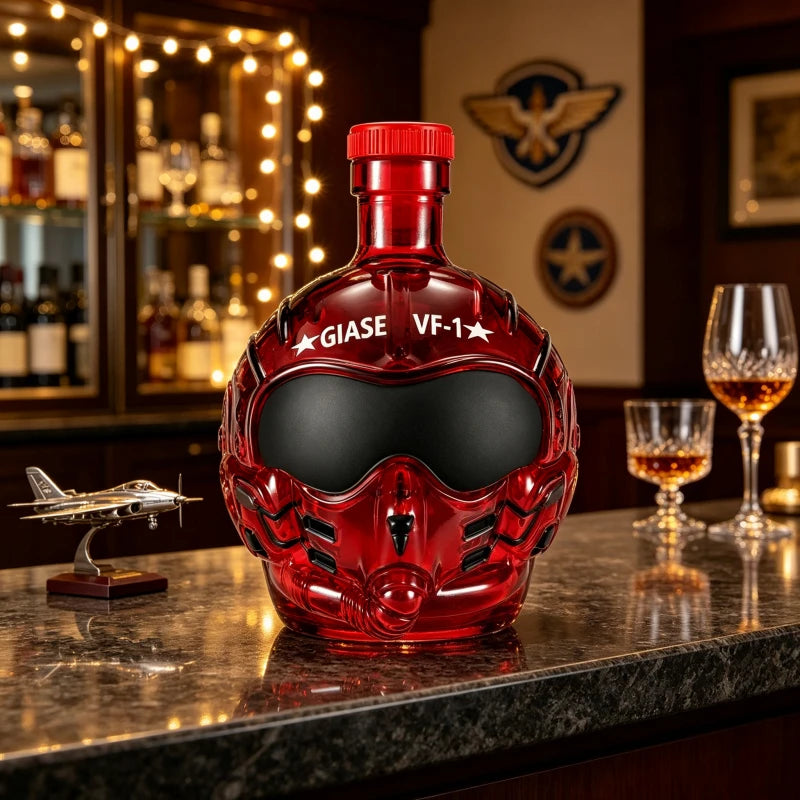 Top Gun Inspired Pilot Helmet Glass Decanter 350ML Whiskey Liquor Bottle Barware Home Decoration Gift