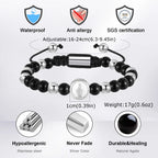 Virgin Mary Beaded Bracelets for Men Boys,Waterproof Stainless Steel Round Charms Wristband,Religious Prayer Jewelry Gift