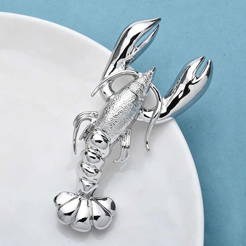PENDRA Crystal Lobster Rhinestone Animal Brooch