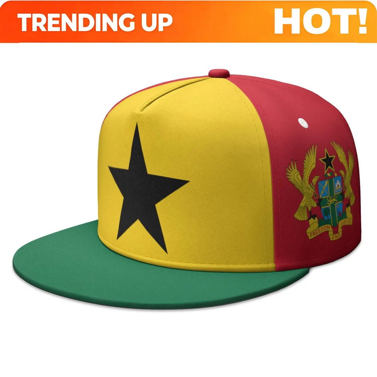 Ghana Flat Brimmed Cap Custom Made Name Team Logo Hip-hop Hat Gha Country Travel Republic Nation Flag Ghanaian Photo Headgear