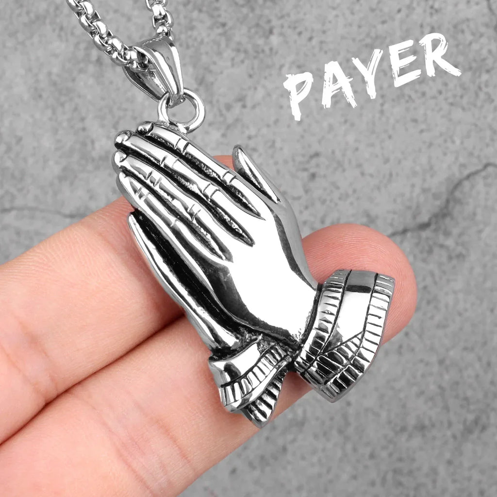 PENDRA Jesus Angel Cross Steel Necklace