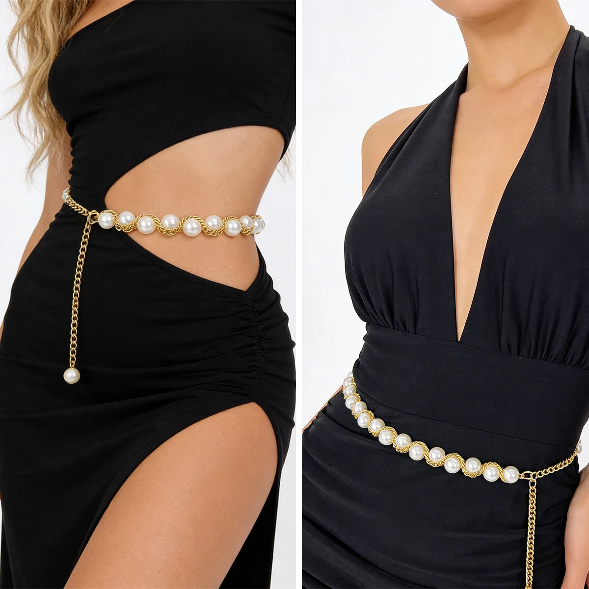 Pearl metal high-end waist chain with a simple and versatile temperament Luxury Designer body chain spicy girl street nightclub