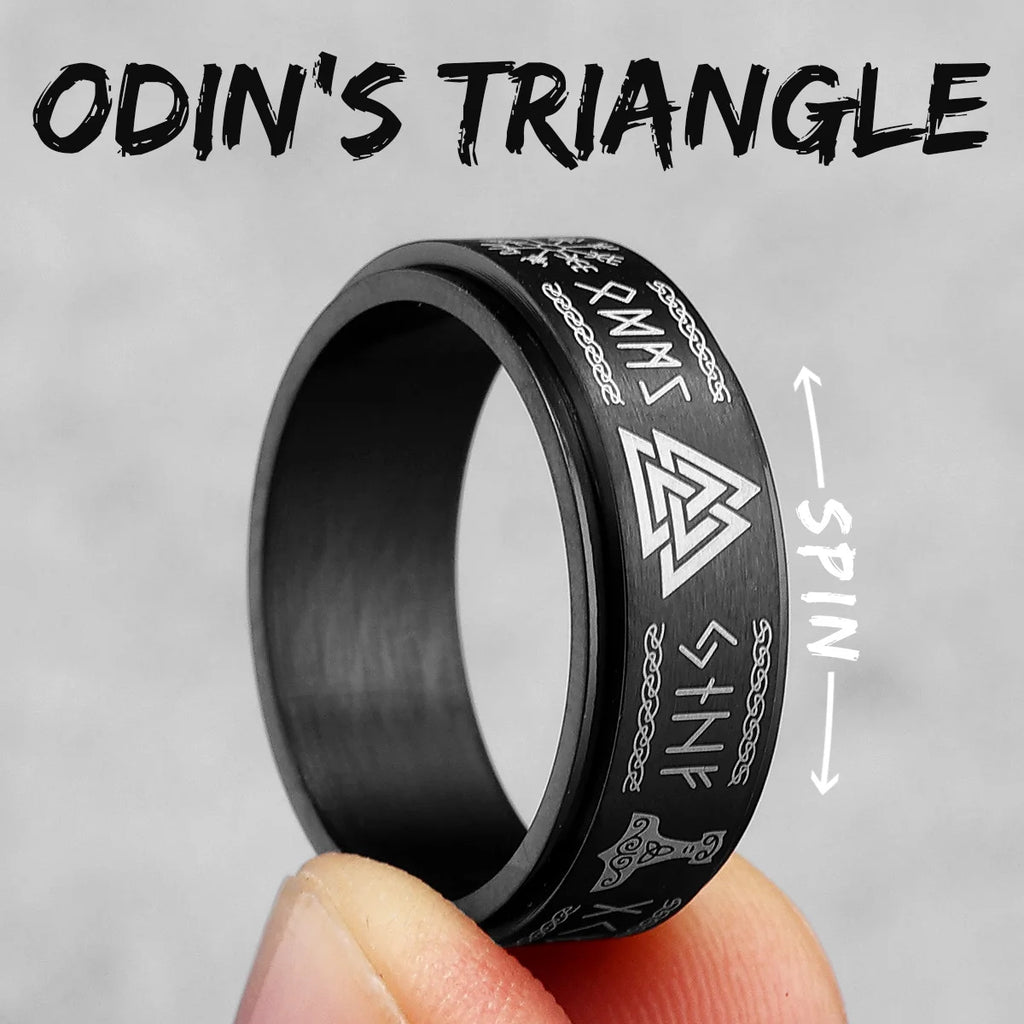 PENDRA Nordic Odin Triangle Steel Ring