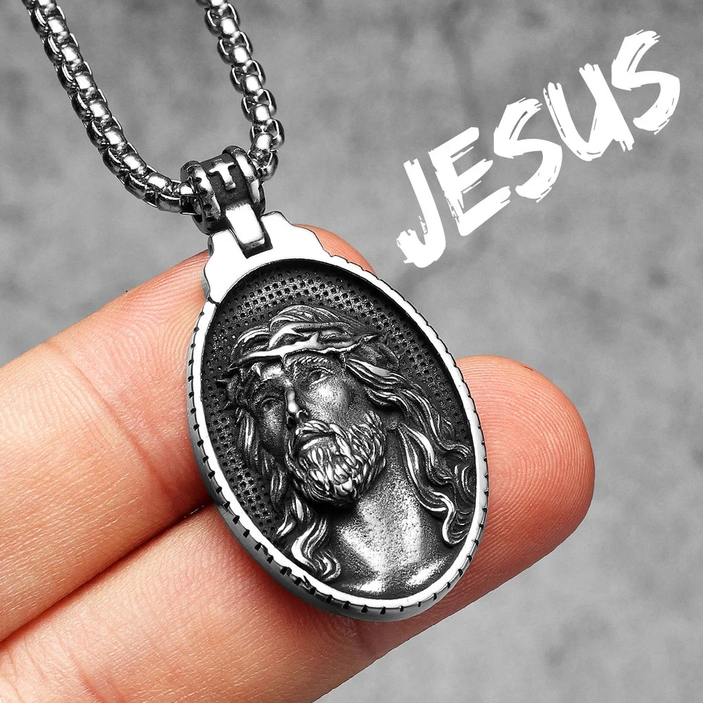 PENDRA Jesus Angel Virgin Steel Necklace