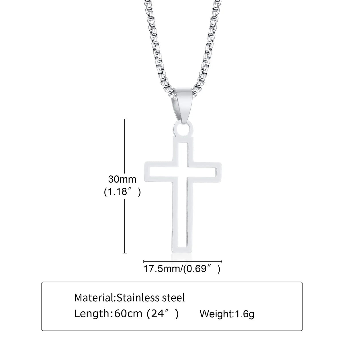 Stylish Men's Cross Necklace,Stainless Steel Silver Color Cross Pendant Necklace,Christian Religious Faith Easter Jewelry Gift