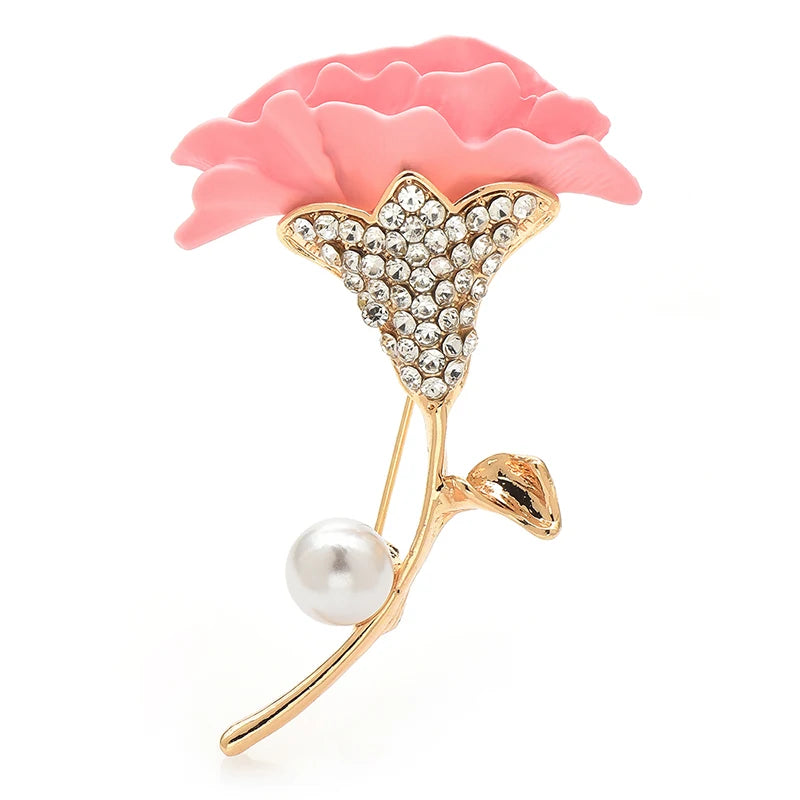 PENDRA Celosia Soft-Enamel Flower Brooch