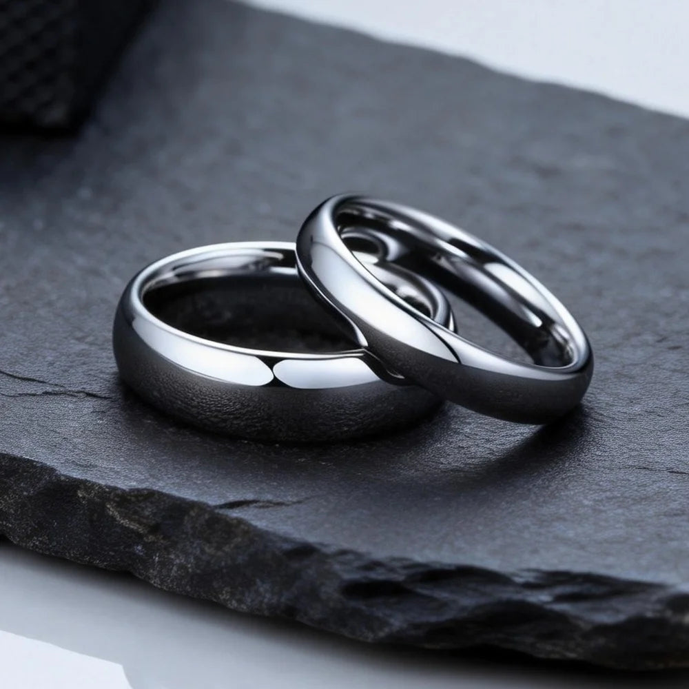 Engrave Tungsten Carbide Wedding Ring for Men Women,Scratch Resistant Waterproof Custom Ring,Valentine's Day Gift