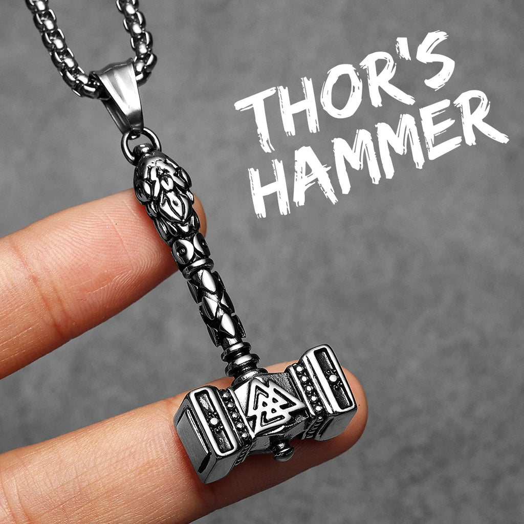 PENDRA Thor's Hammer Steel Necklace