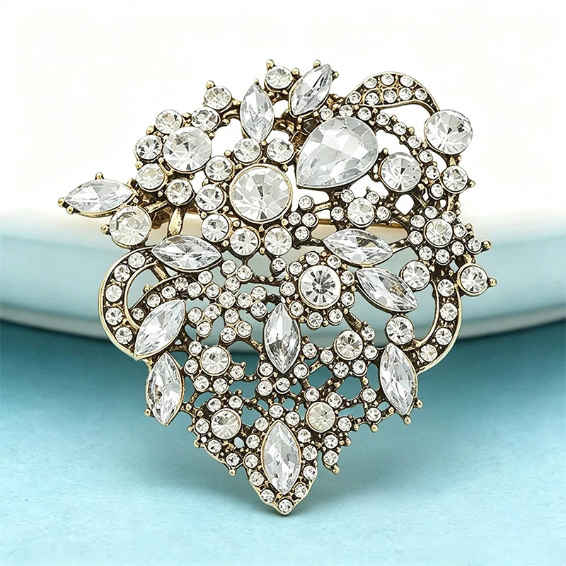 PENDRA Crystelle Vintage Crystal Flower Brooch
