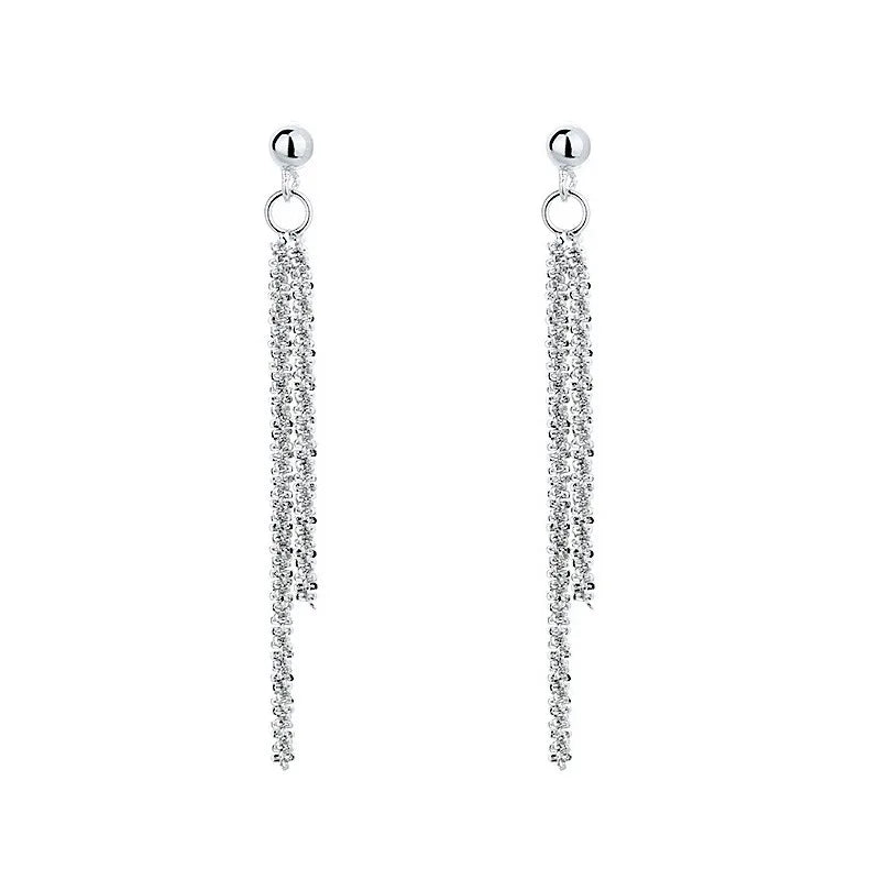 VENTFILLE Silver Drop Earrings for Women Long Tassel Box Chain Earrings Sweet Jewelry Dropshipping