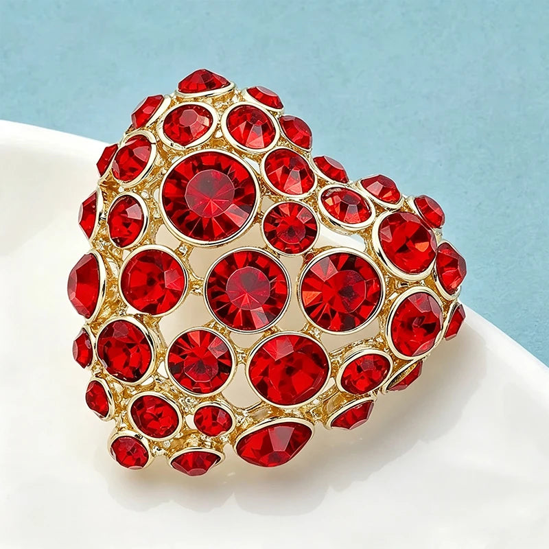 PENDRA Amoria Cute Rhinestone Heart Brooch
