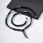 Punk Natural Stone Wolf's Tooth Necklace for Men,Healing Tiger Eye Hematite Pendant Necklace,Vintage Ethnic Jewelry
