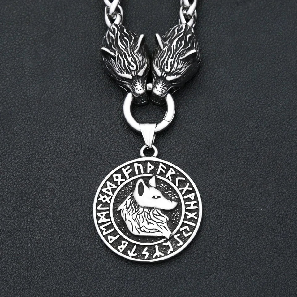 PENDRA Wolfcrest Viking Wolf Head Necklace