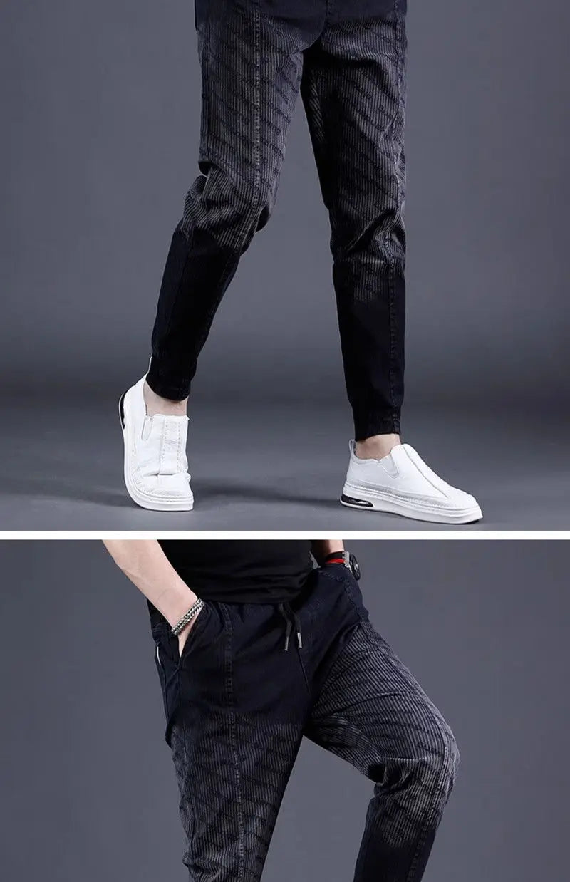Gradual Change Color 2025 Tied Jeans Men's Summer New Loose Ruffian Handsome Small Feet Pants Trendy Brand Harlan Casual Pants