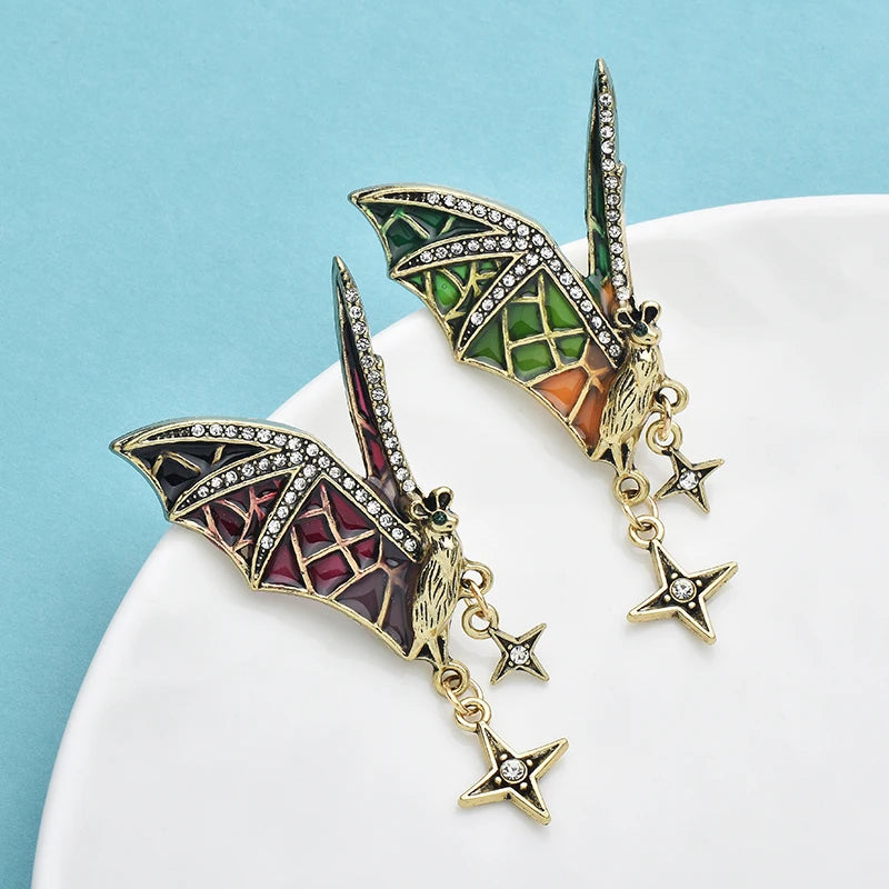 Wuli&bady Vintage Flying Bat Brooches 2-color Cute Enamel Animal Brooch For Women's Clothes Backpack Pins Gifts