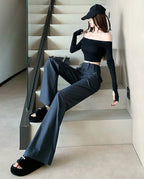 Advanced style suit pants women autumn high waisted slim fit versatile hanging down feeling casual and wide leg pants