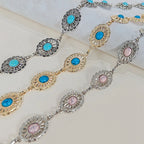 PENDRA Velara Metal Blue Gemstone Luxury Waist Chain Belt
