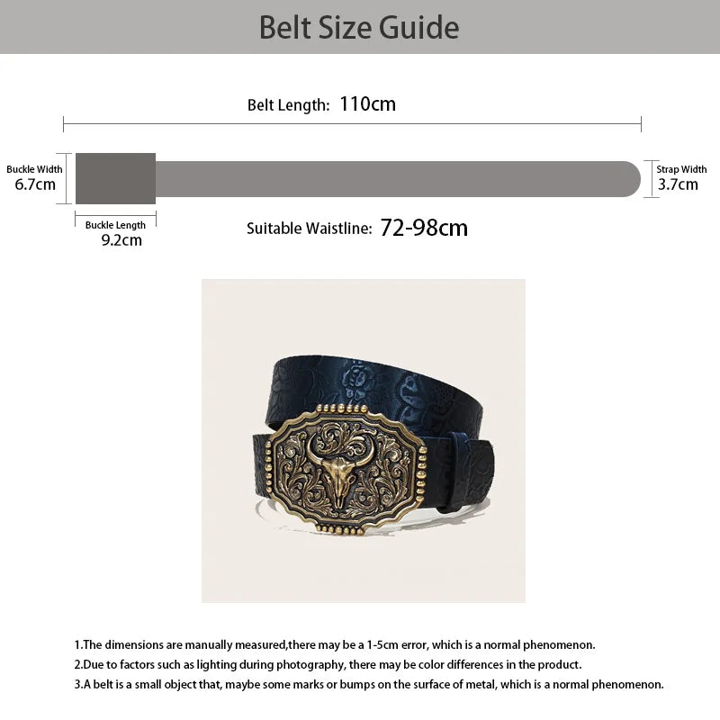 PENDRA Galaine Leather Bull Buckle Western Gothic Belt