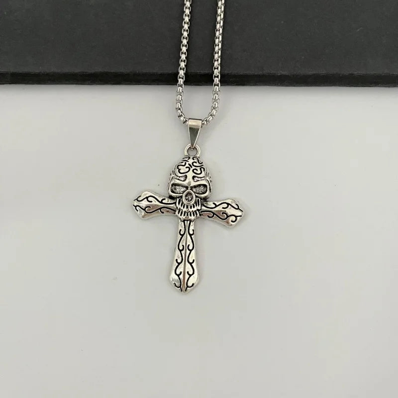 PENDRA Skullcross Mechanical Gothic Skull Cross Pendant