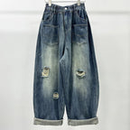 PENDRA Ripped Loose Dad Personality Elastic Waisted Versatile Carrot Pants