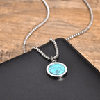 PENDRA Tiger Stone Round Pendant Necklace